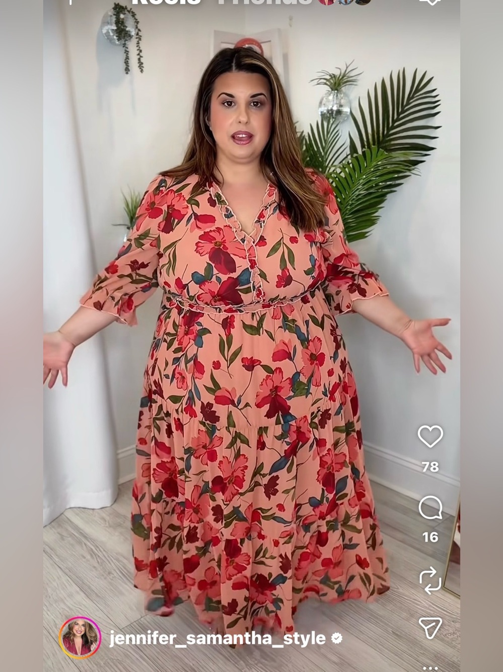 BloomChic Peach and Pink Floral Tiered Maxi Dress